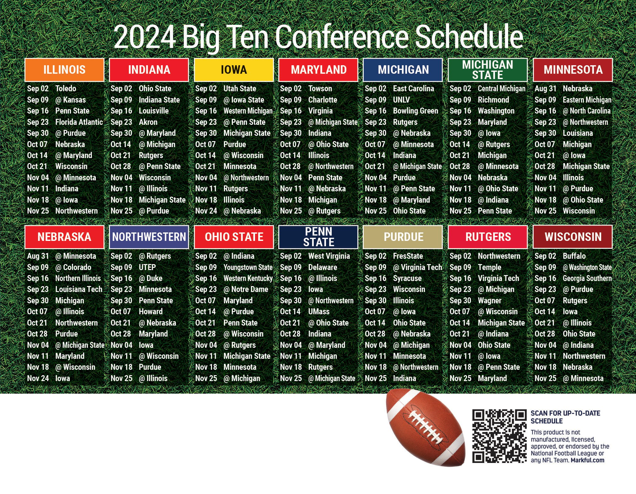 Picture of Big Ten Personalized Jumbo Football Magnet 2024