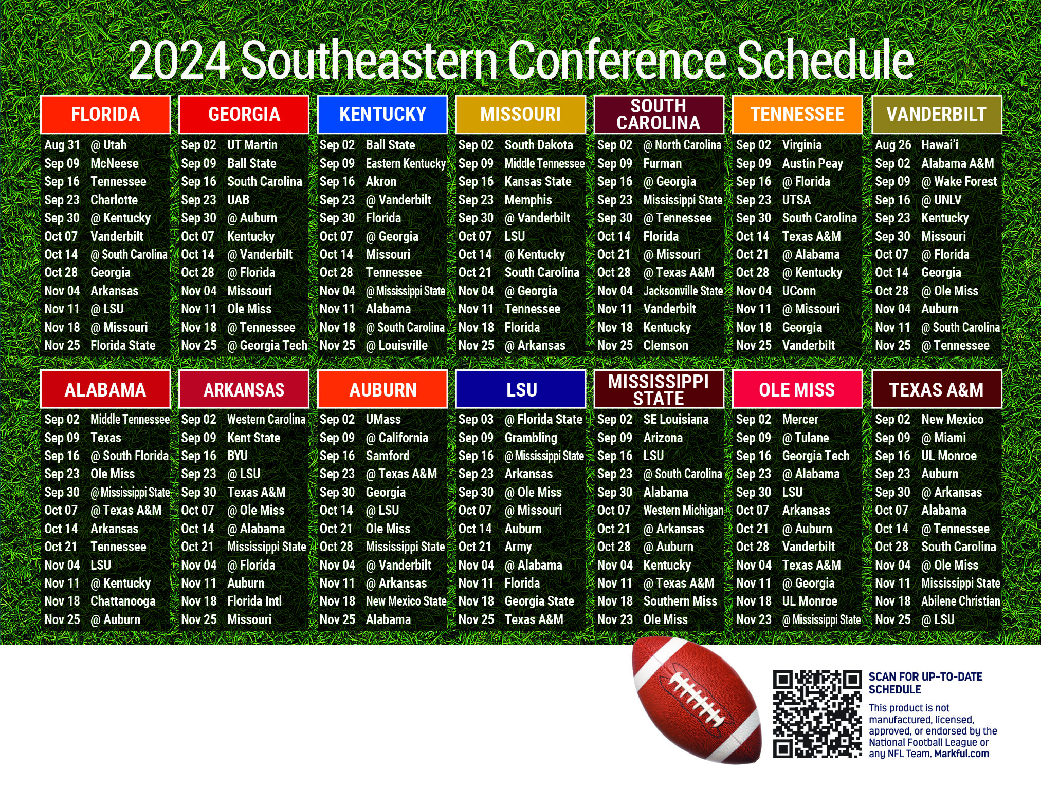 Picture of SEC Personalized Jumbo Football Magnet 2024